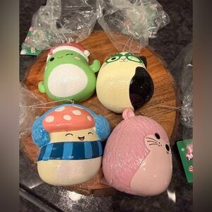 Set of 4 New Squishmallows kellytoy Christmas ornaments - Malcom